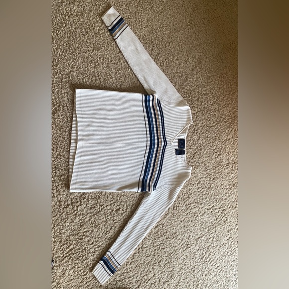 Creme Striped Sweater, Size L Women’s - Picture 2 of 4